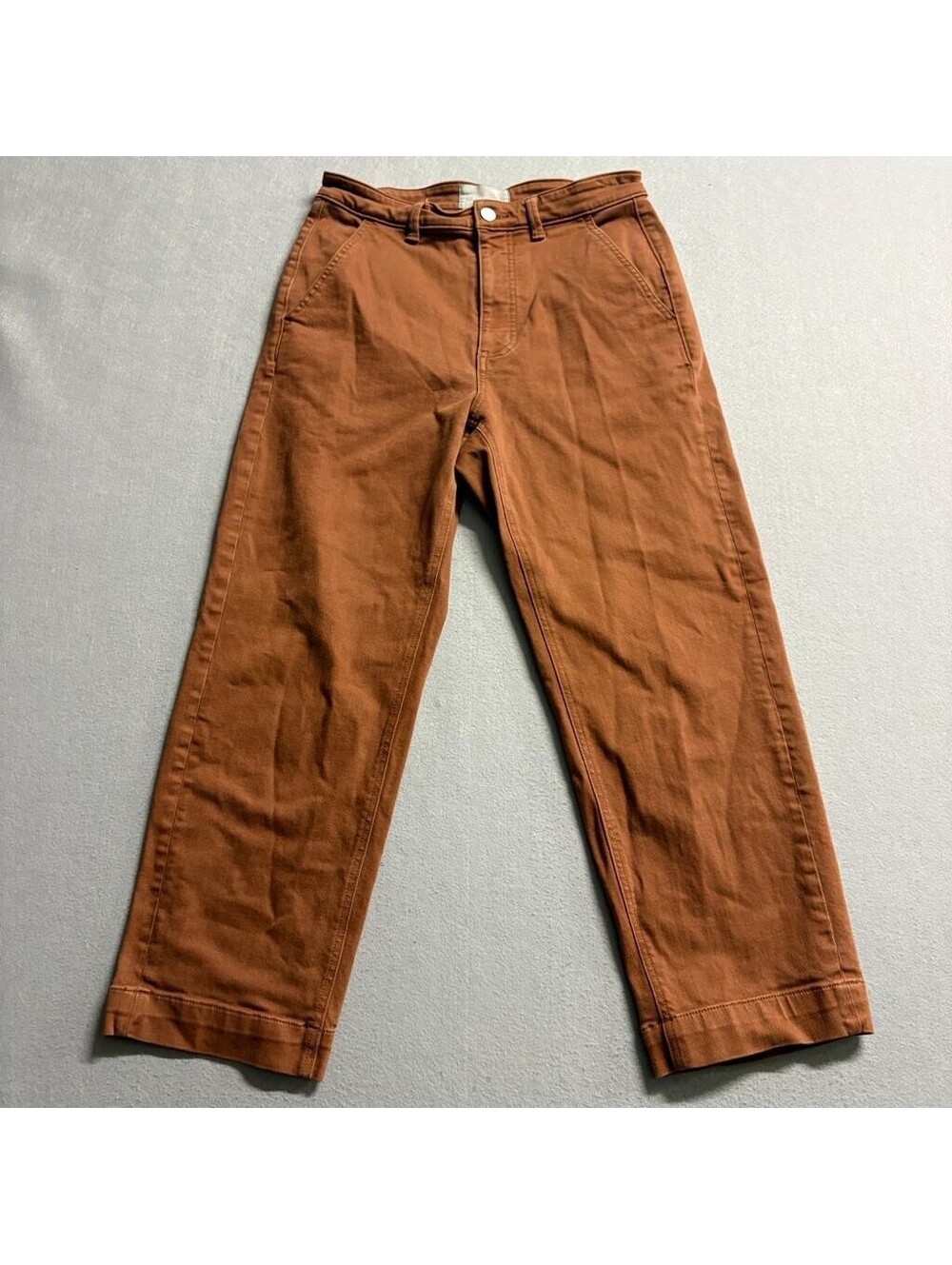 Everlane The Straight Leg Crop Pants Womens 10 Brown Rust High Rise Utility